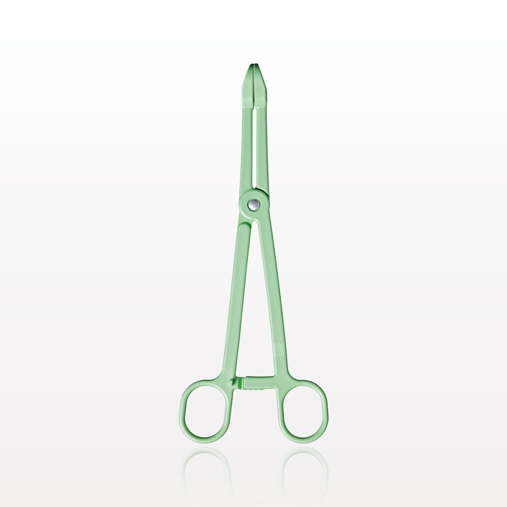 Single-Use Locking Forceps, Round Tips, Green