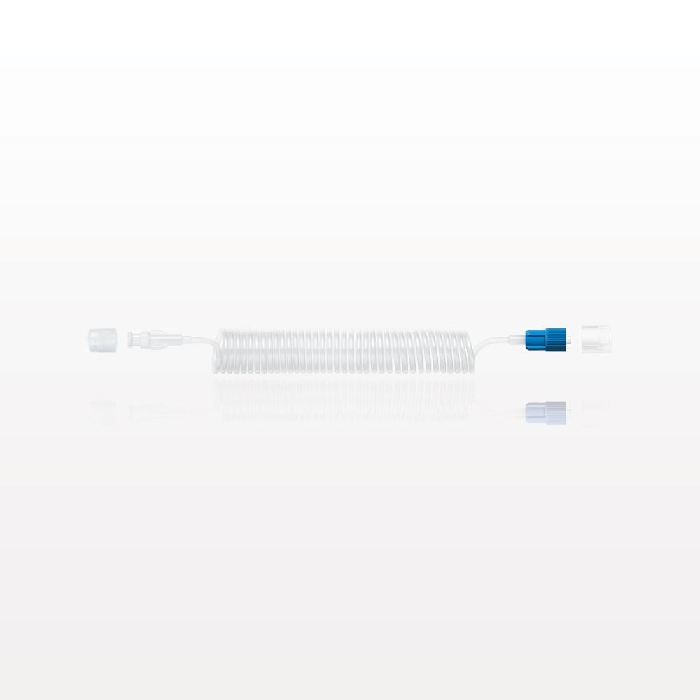 Coiled Extension Line, Female Luer Lock to Male Luer Lock with Non-Vented Caps