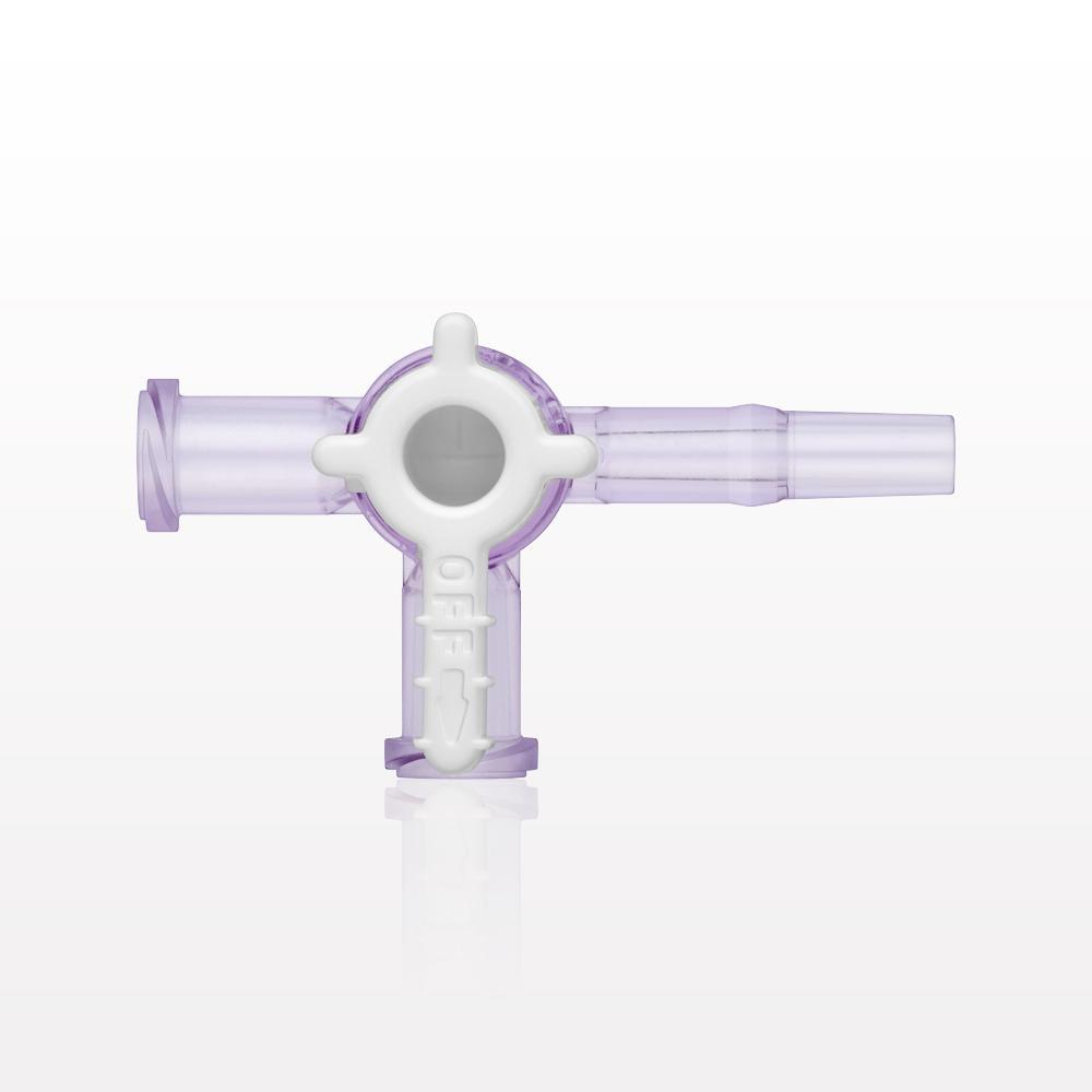 3-Way Stopcock, 2 Female Luer Locks, Male Luer Slip