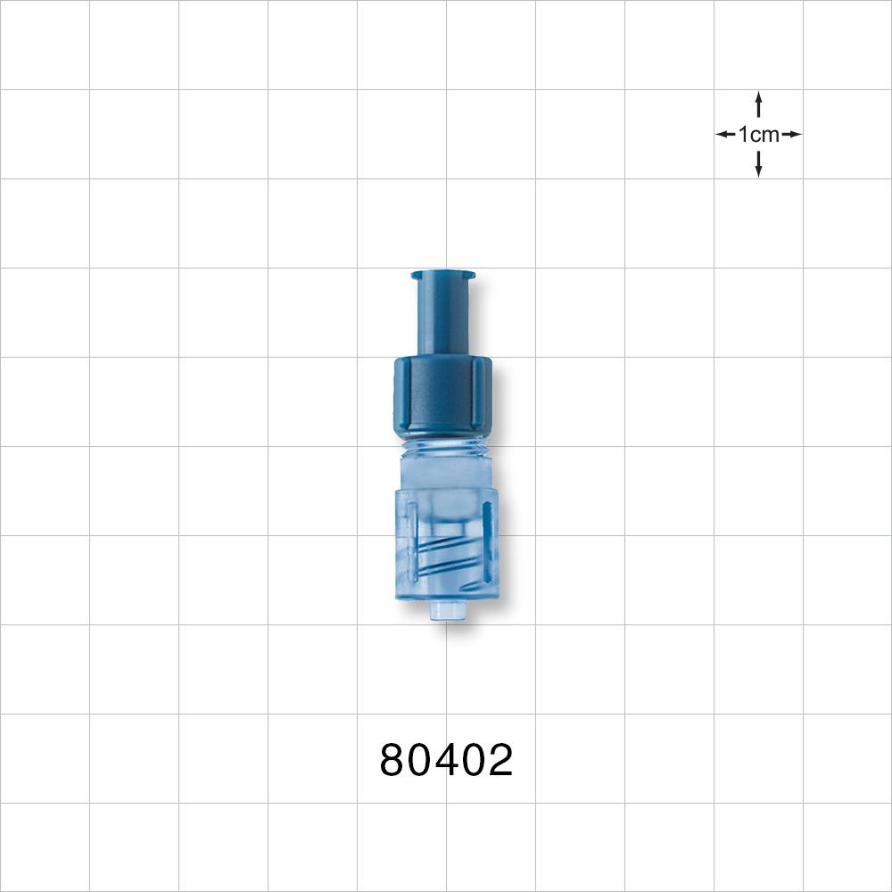Tuohy Borst Adapter with Blue Female Luer Lock Cap and Blue Male Luer ...