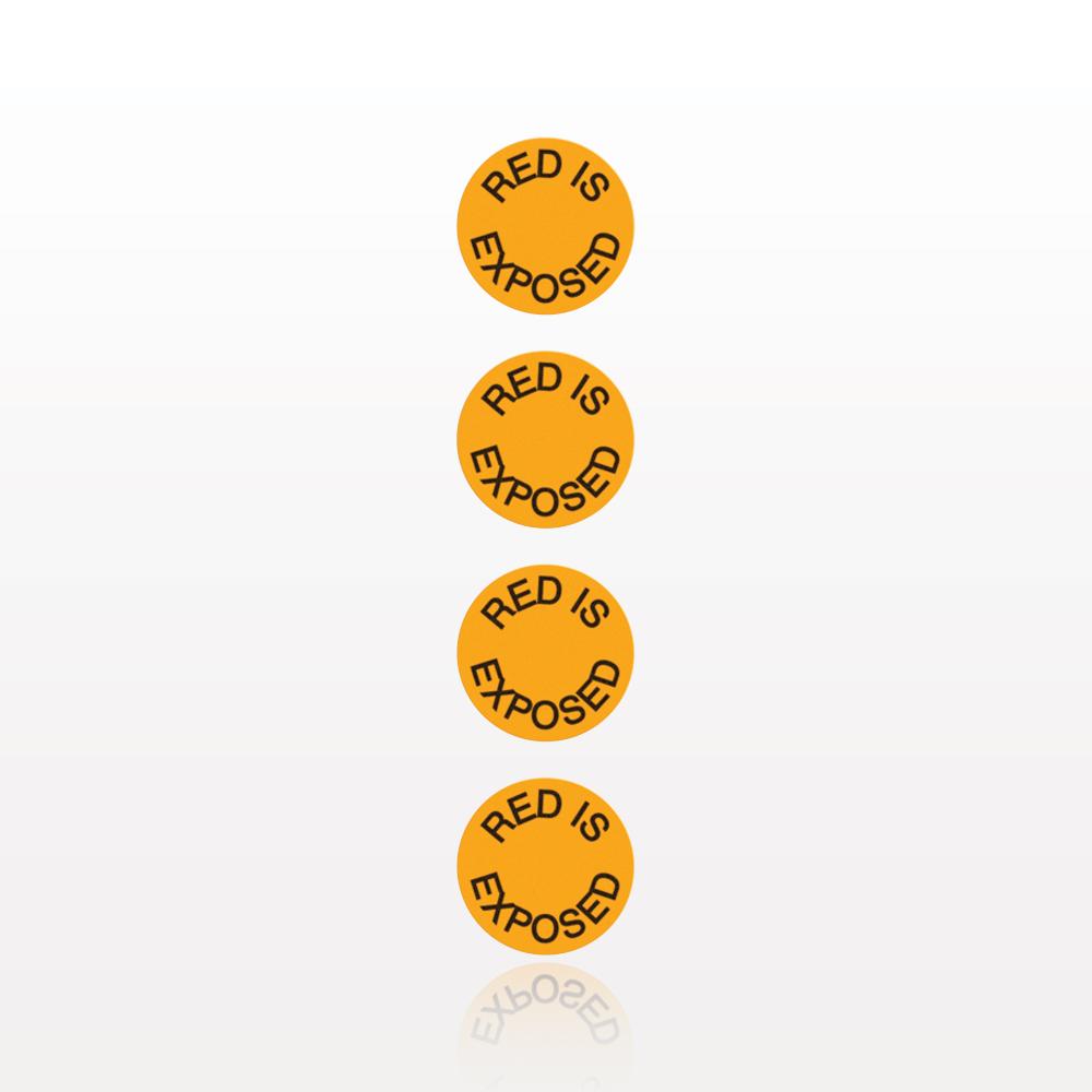 Gamma Sterilization Indicator, Yellow to Red with Text; Text Reads 