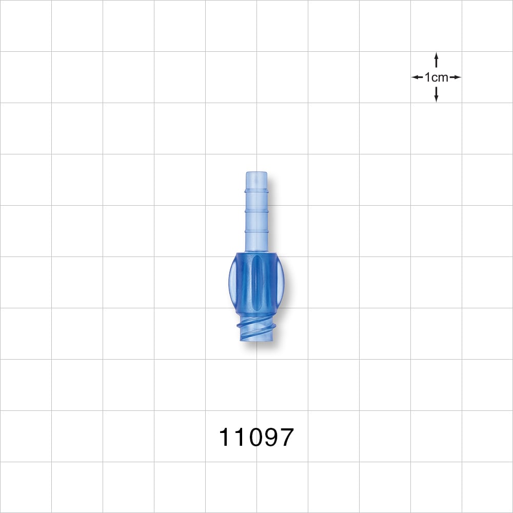 Female Luer Lock, Tubing Port, Blue