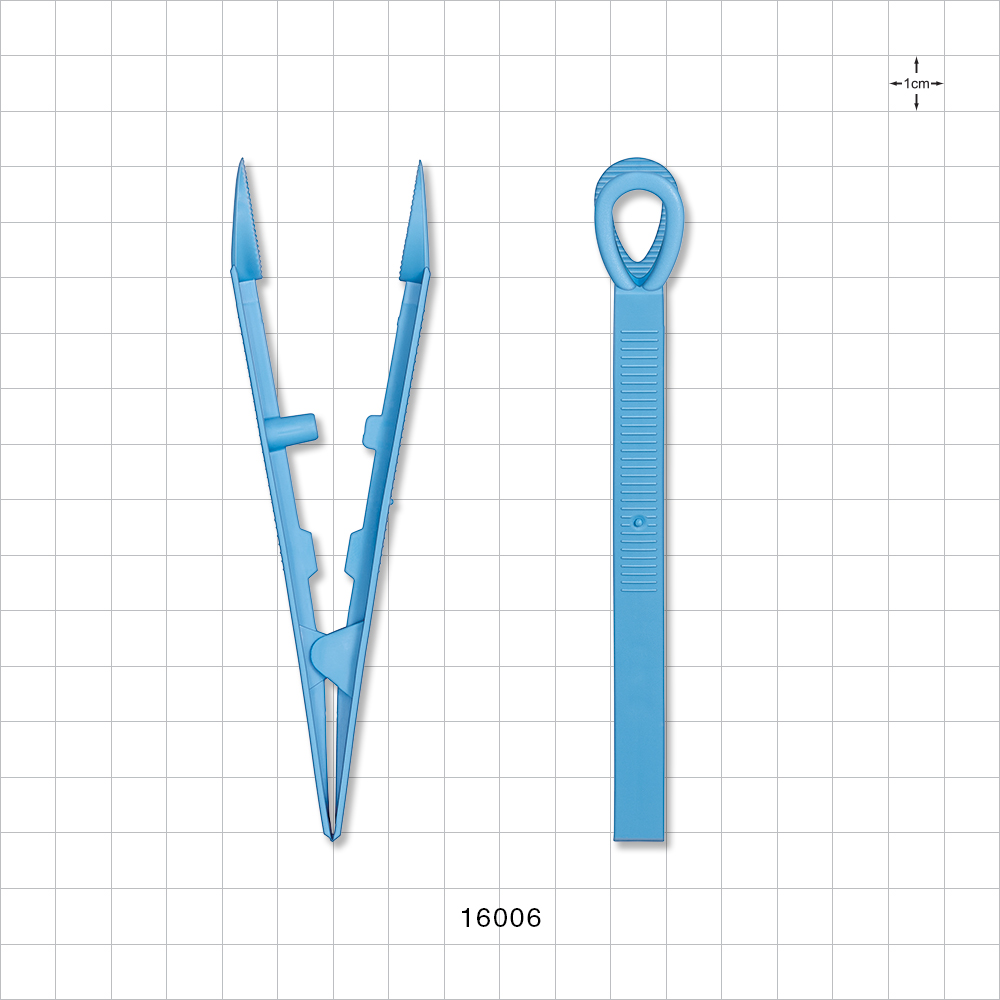 Single-Use Tweezer Forceps, Flat Round Tips, Light Blue