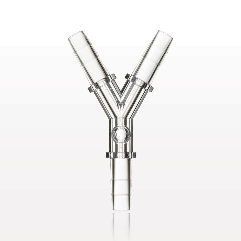 Y Connector, Barbed, Female Luer Lock Side Port, Clear