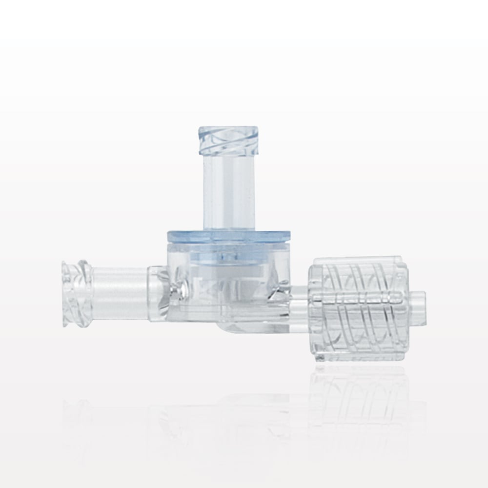 Dual Check Valve, Female Luer Lock Inlet, Male Luer with Swivel Nut Outlet, Female Luer Lock Control
