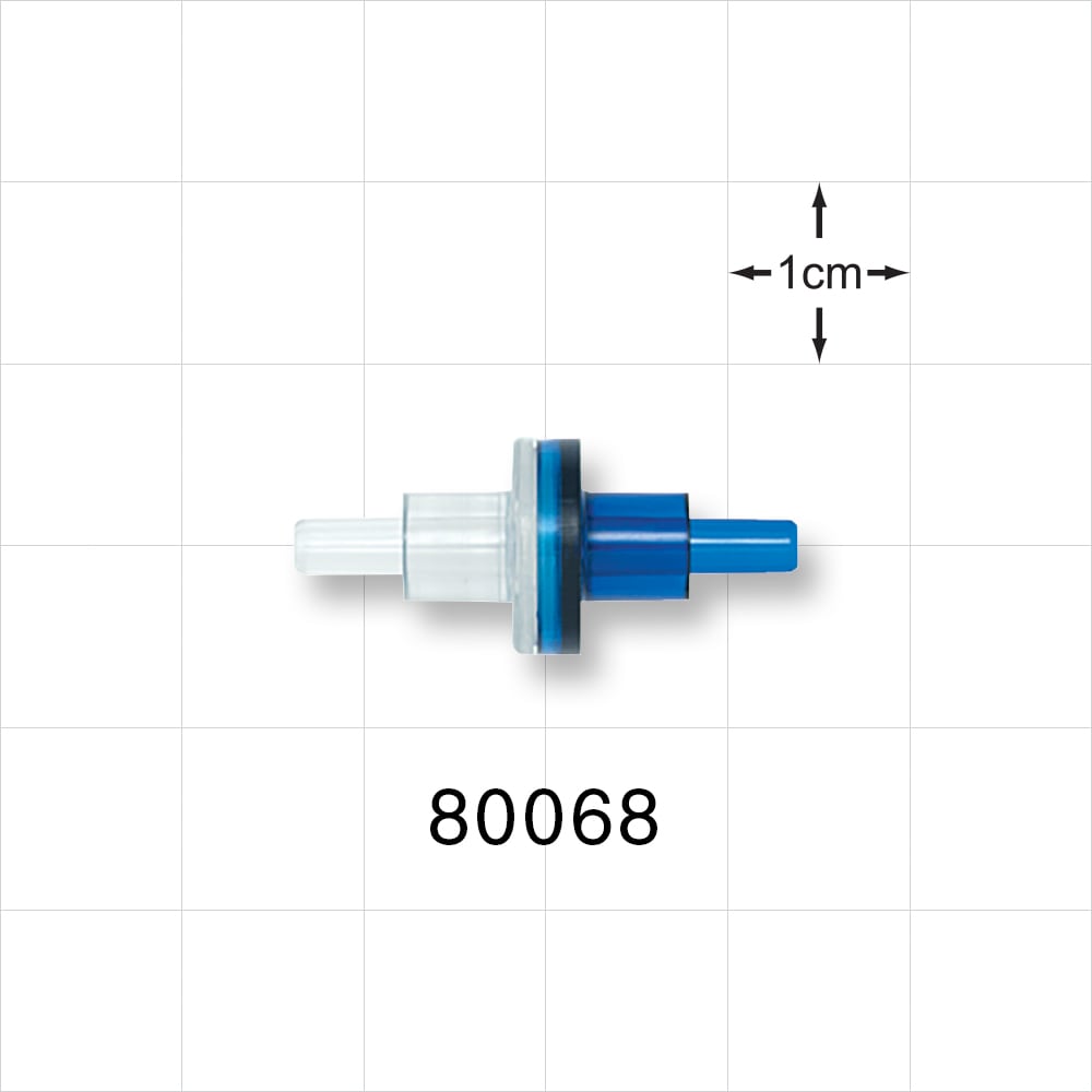 Check Valve, Clear Inlet, Blue Outlet