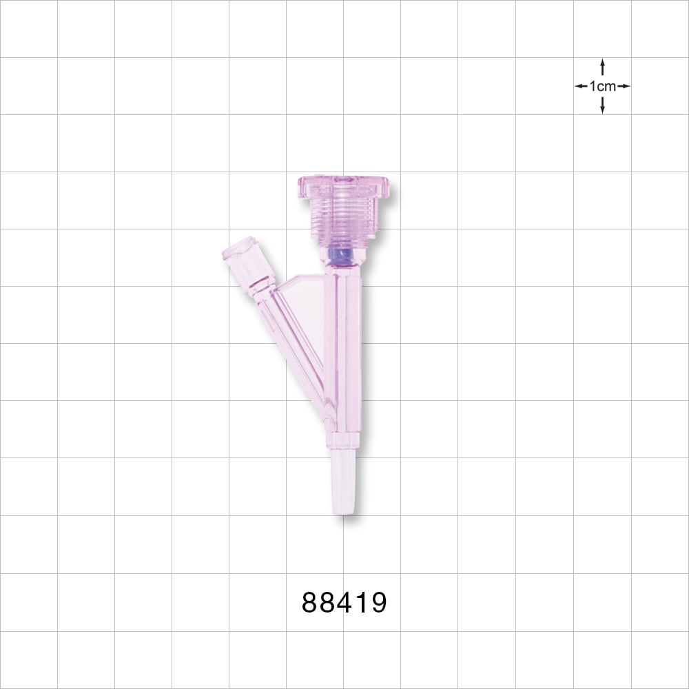 Hemostasis Valve Y Connector, Male Luer Slip, Female Luer Lock Sideport