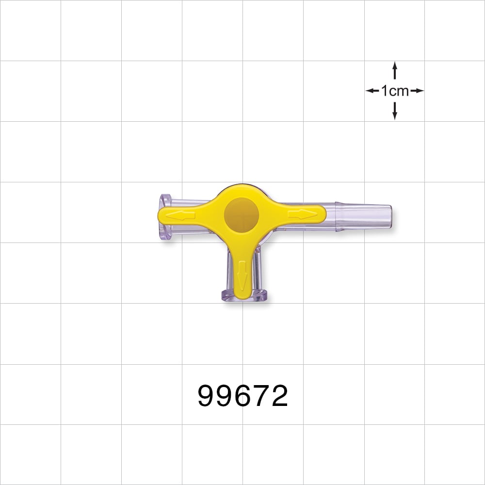 4-Way Stopcock, 2 Female Luer Locks, Male Luer Slip