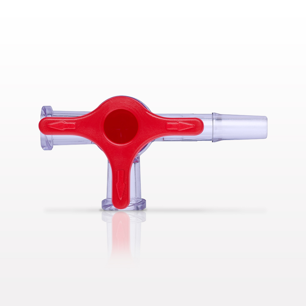 4-Way Stopcock, 2 Female Luer Locks, Male Luer Slip