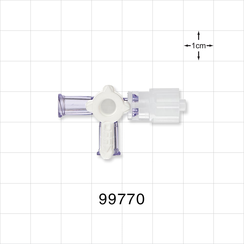 2-Way Stopcock, 2 Female Luer Locks, Rotating Male Luer Lock