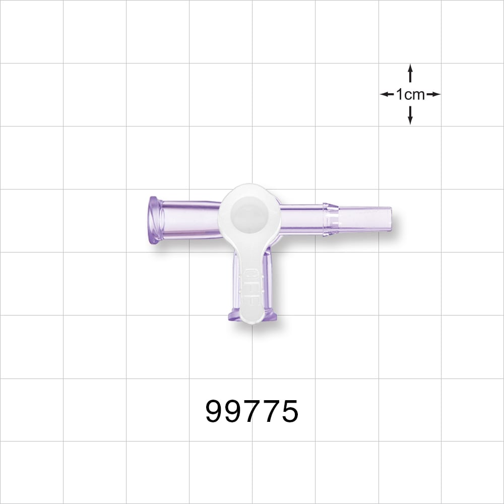 2-Way Stopcock, 2 Female Luer Locks, Male Luer Slip