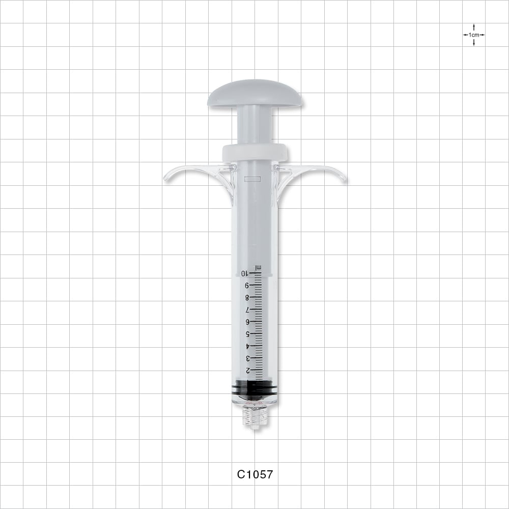 Control Syringe, Palm Pad Plunger, Wing Grip, Male Luer Lock