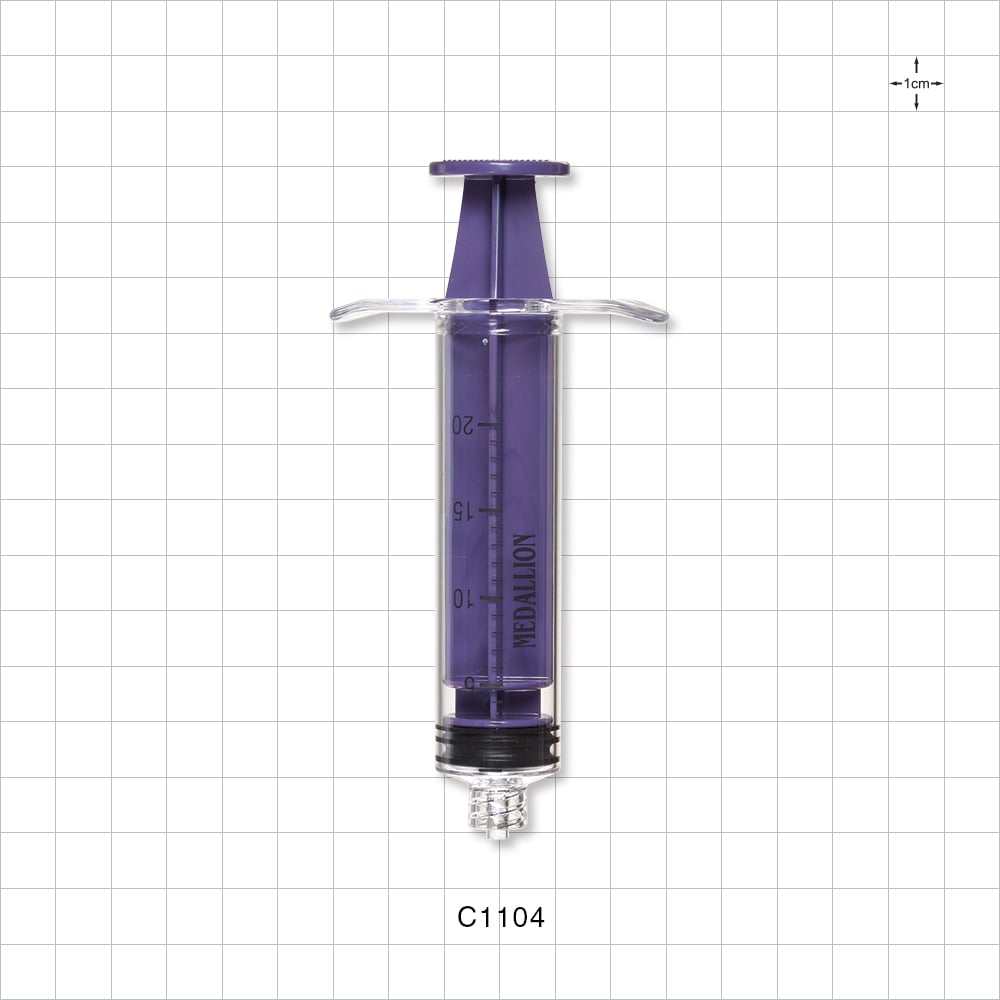 Medallion® Syringe, Male Luer Lock, Wing Grips, Purple