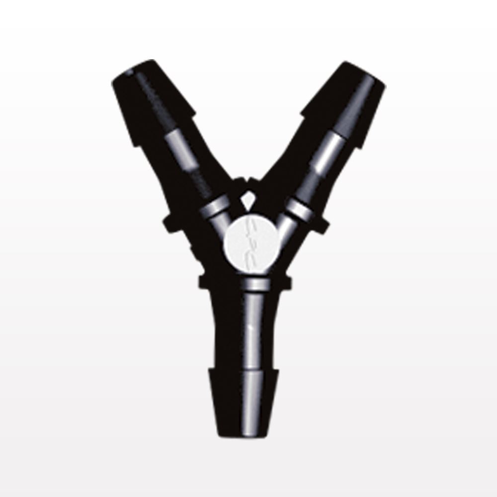 Y Connector, Barbed, Black, 100/Bag