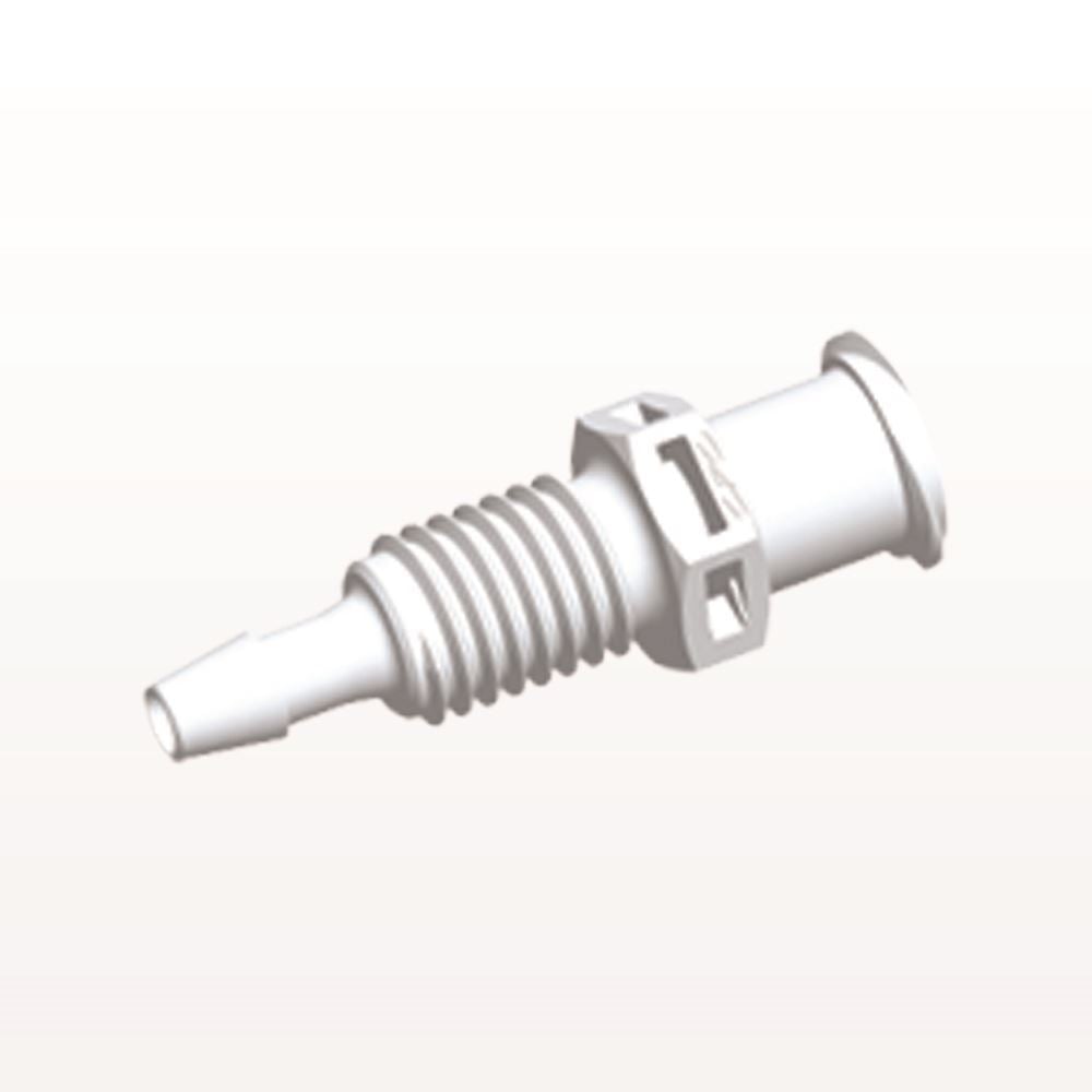 Panel Mount, Female Luer Lock, Barbed, White, 100/Bag